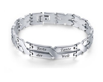 Beste Tante der Welt Edelstahlarmband mit Gravurplatte - Armband