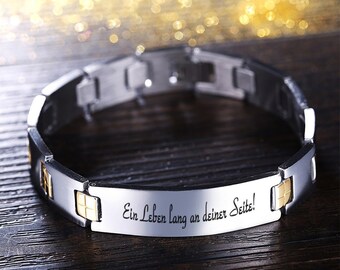 Edelstahlarmband mit Gravurplatte - Armband mit Wunschgravur