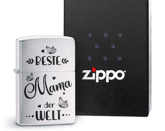 ZIPPO Feuerzeug mit Gravur - BESTE MAMA der Welt | Farbauswahl | Geschenkidee: optional mit individueller Rückseitengravur / Wunschgravur