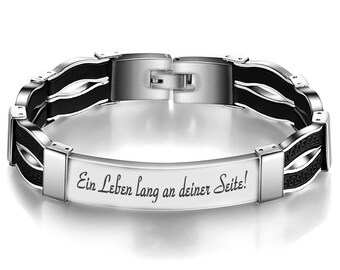 Edelstahlarmband mit Gravurplatte - Armband mit Wunschgravur