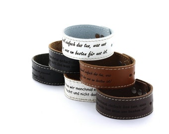 Lederarmband mit Gravur 3 cm breit - Kontrastnaht versch. Farben mit WUNSCHTEXT GRAVUR - Echtleder Armband personalisiert, graviert, Leder