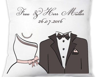 Kissen "Braut / Bräutigam" mit Namen und Hochzeitsdatum