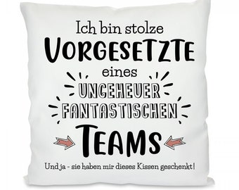 Kissen mit Motiv -  Ich bin stolze Vorgesetzte eines ungeheuer fantastischen Teams. Und ja - sie haben mir dieses Kissen geschenkt!