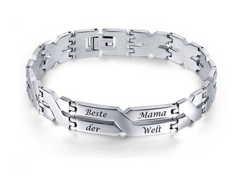 Beste Mama der Welt Edelstahlarmband mit Gravurplatte - Armband