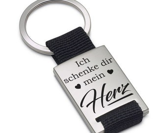 Lieblingsmensch Metall Schlüsselanhänger - Ich schenke dir mein Herz