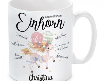 Tasse mit Motiv - Sternzeichen Einhorn (personalisierbar)