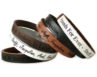 Personalised Engraved Leather Bracelet #013