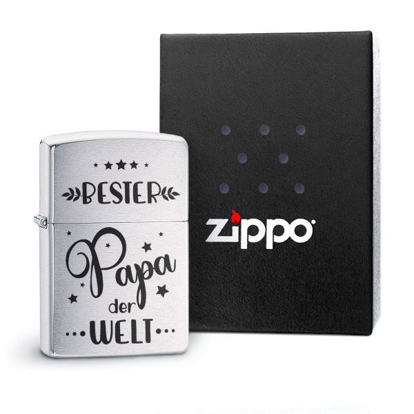 ZIPPO Feuerzeug mit Gravur - BESTER PAPA der Welt | Farbauswahl | Geschenkidee: optional mit individueller Rückseitengravur / Wunschgravur