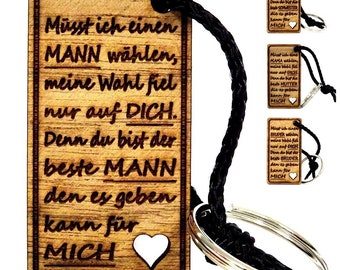 Gravur Schlüsselanhänger aus Holz - Modell: müsst ich wählen...