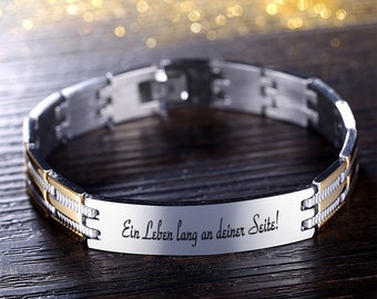 Edelstahlarmband mit Gravurplatte - Armband mit Wunschgravur