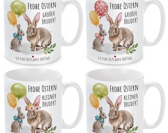 Tasse mit Motiv - Frohe Ostern Bruder! (kleiner Bruder - großer Bruder)