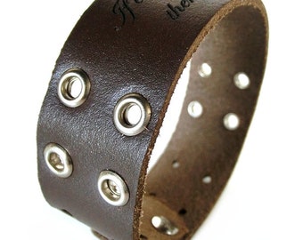 Personalised Engraved Leather Bracelet #030