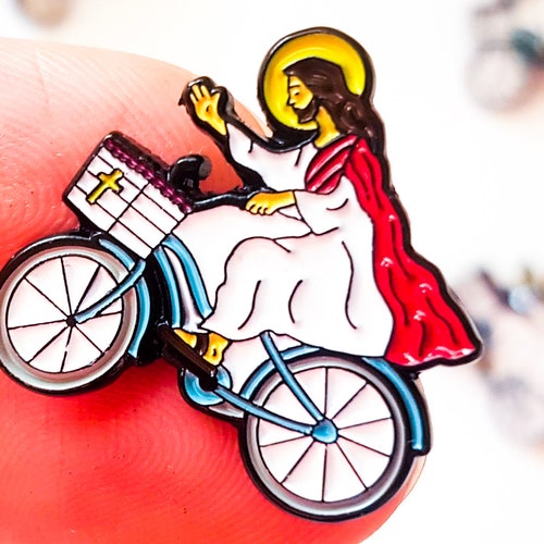 Jesus Christ on a Bike Soft Enamel Pin Vinyl Sticker Decal / Etsy