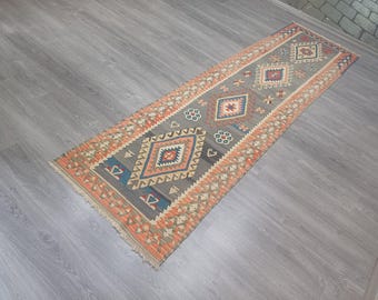 Vintage Turkish Wool Runner Rug, Oushak Style, 2'6x9'8ft