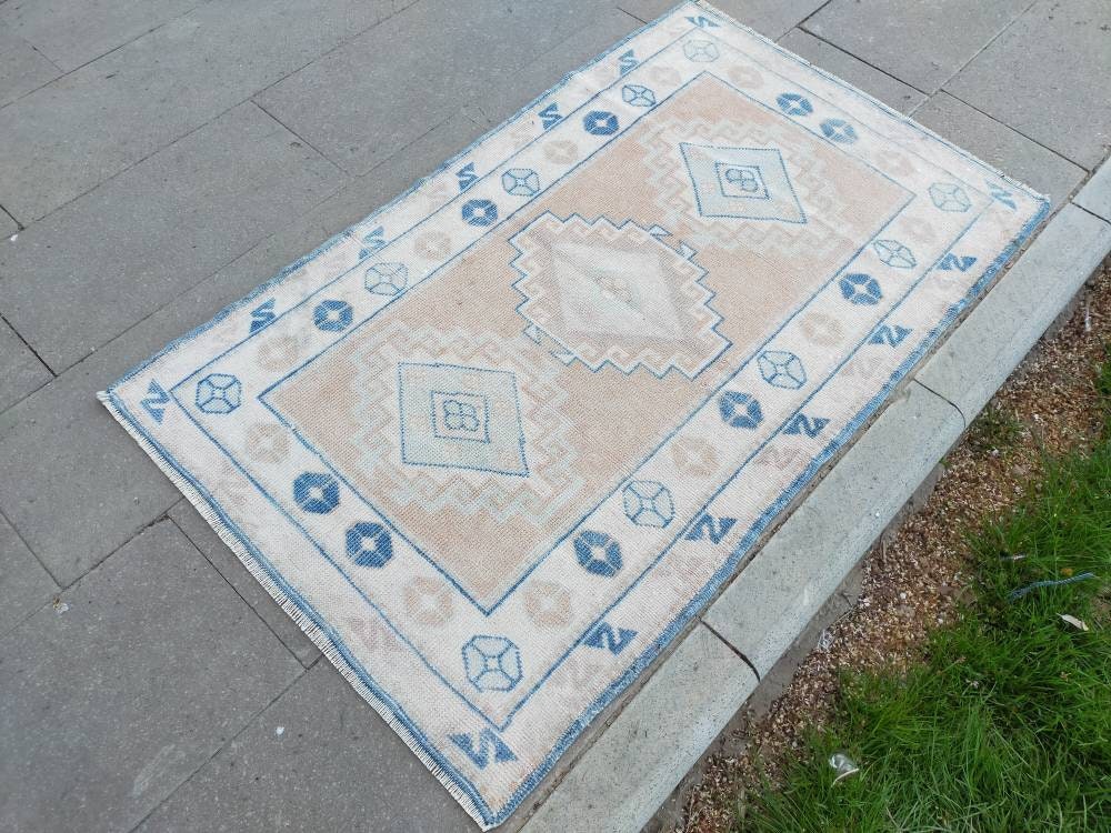 Vintage Tapis bleu turc