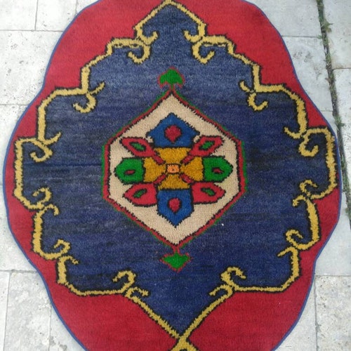 Handmade vintage turkish rug doormat, bathroom and kitchen rug doormat, turkish rug, oushak rug, styl rug, wool rug, doormat, rugs shops 2'7 x 3'3
