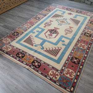 Oushak rug, handmade vintage turkish rug, hand woven area rug, home living floor rugs, rugs, hand knotted turkish carpet, 6'4x9'6 ft