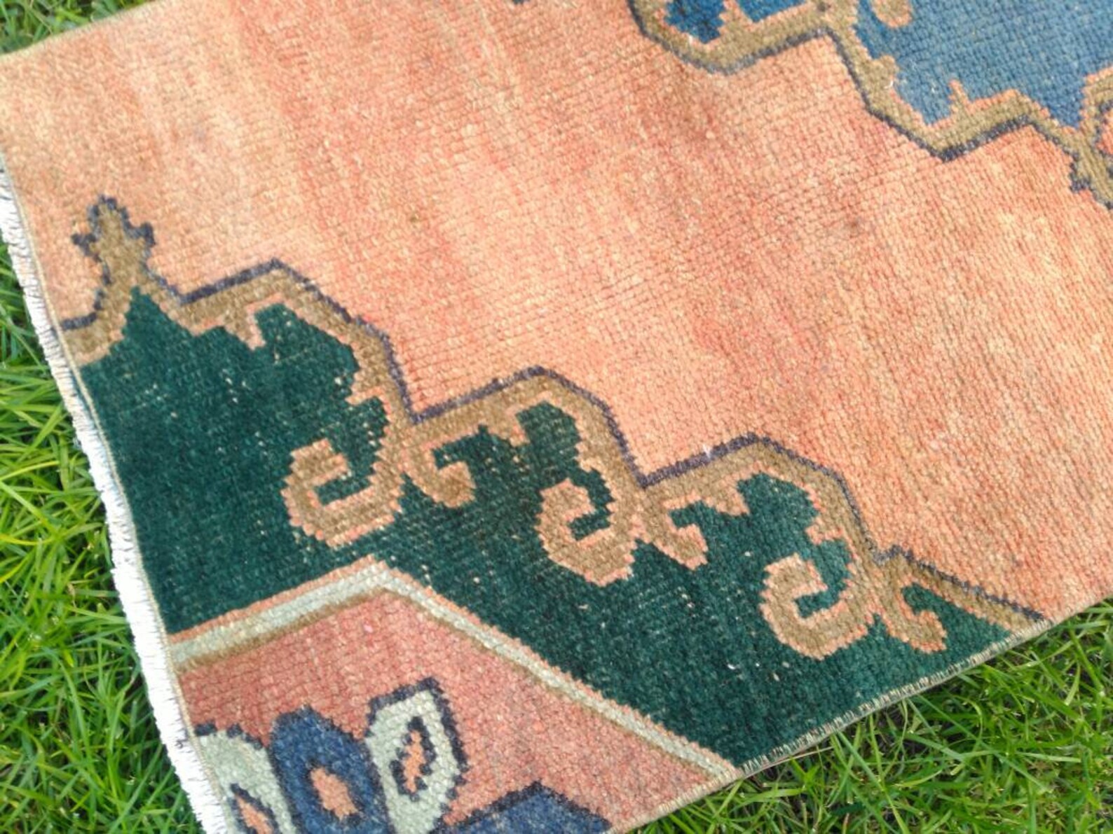 Handmade Vintage Small Rug Small Turkish Oushak Rug Small Etsy