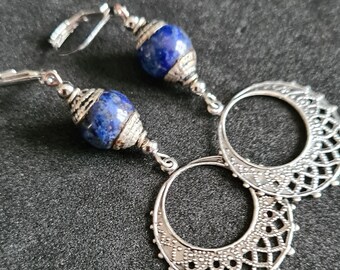 Boucles d'oreille avec perles en Lapis Lazuli