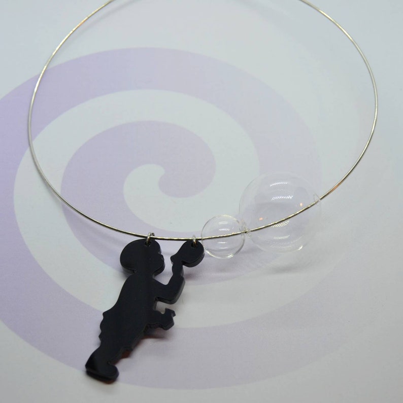 black necklace necklace to give away for Mother/'s Day in light steel bubble baby necklace baby necklace Choker necklace