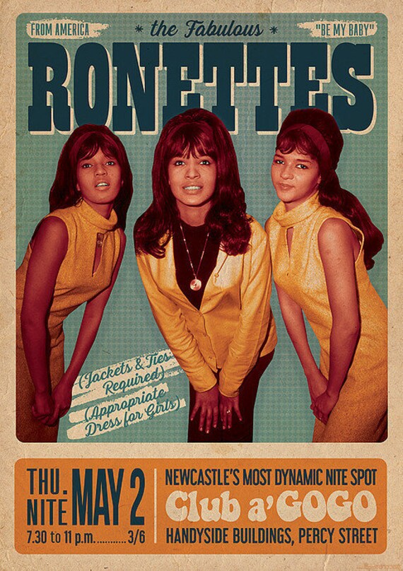 Ronettes Newcastle UK Club A Go Go 33 X 23 Inches Aporox | Etsy