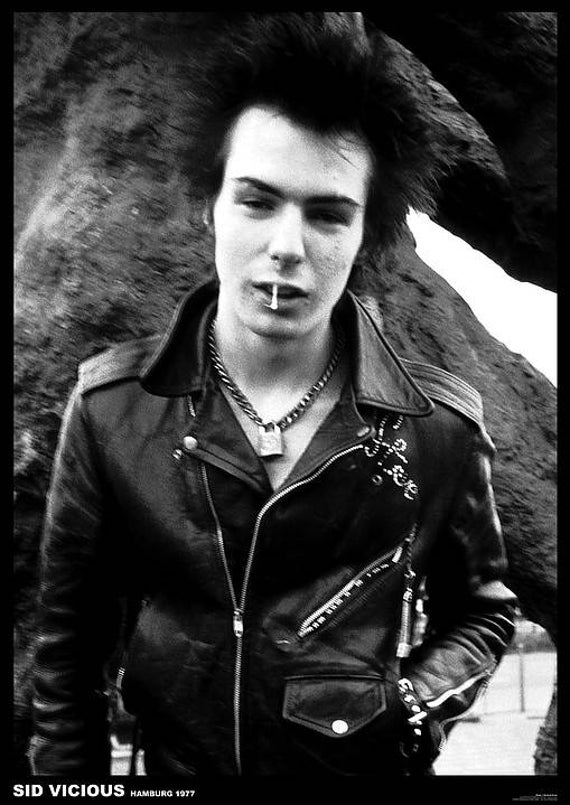 Sid Vicious Sex Pistols Hamburg 1977 33 x 23 inches approx Rare Uk Poster  and Wooden Poster Hanging Kit Included