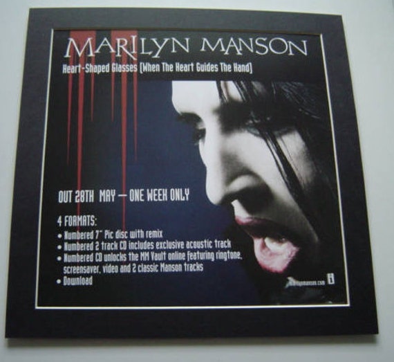 Marilyn Manson Heart Shaped Glasses Original Poster In A Custom.