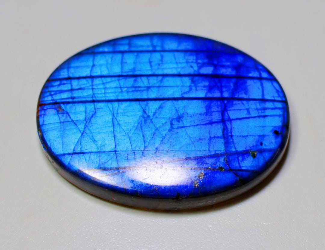 Spectrolite Blue 95 Ct 6X33X44 Mm Natural Rainbow Deep Blue Spectrolite Labradorite Oval ...