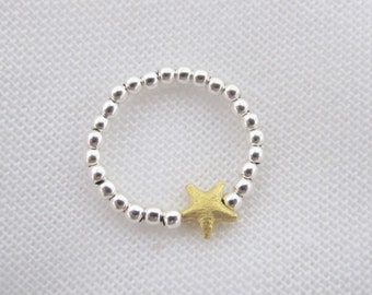Ball ring starfish 925 silver | stack ring