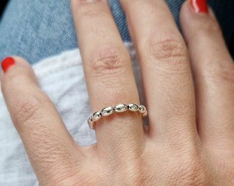 Flex ring oval 925 sterling silver | Elastic pearl ring | stack ring