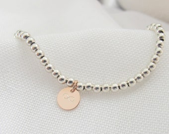 Ball Bracelet Infinity 925 Silver Rose Gold | Silver bracelet with engraving plates