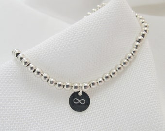 Ball Bracelet Infinity 925 Silver | Silver bracelet with engraving plates