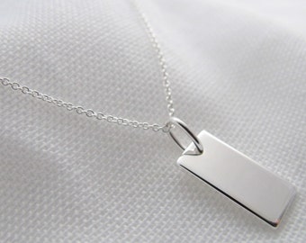 Chain with engraving plate 925 silver | Silver chain with engraved pendant