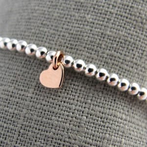 Ball bracelet Little Heart rose gold 925 silver elastic ball bracelet Heart bracelet image 5