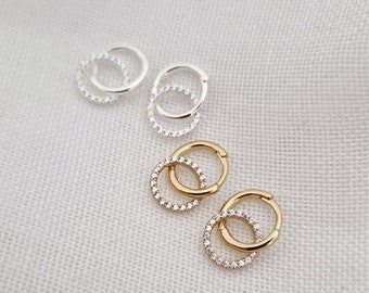 Hoops Shine 925 silver/vg. | Small hoop earrings with zirconia | Hoop earrings
