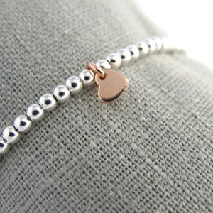 Ball bracelet Little Heart rose gold 925 silver elastic ball bracelet Heart bracelet image 3