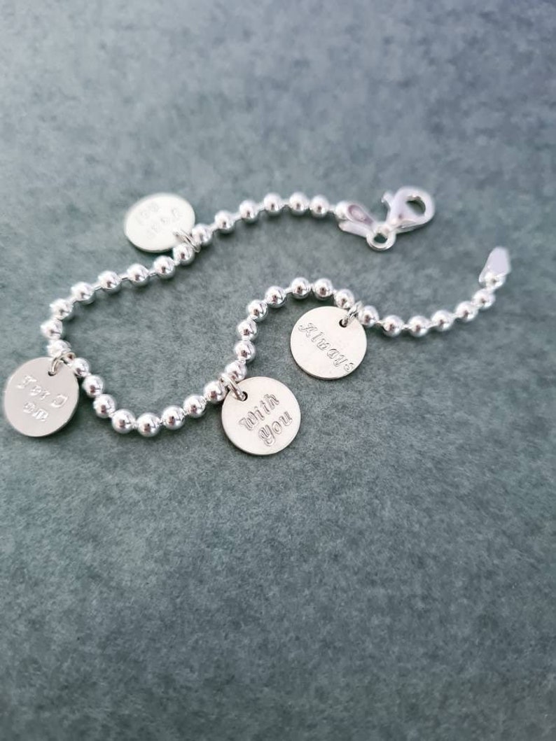 Family Bracelet 925 Silver Ball bracelet with engraving plate Customizable, customizable image 7