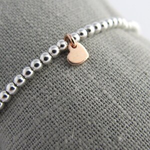 Kugelarmband Little Heart roségold 925 Silber elastisches Kugelarmband Herzchen Armband Bild 2
