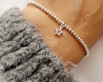 Elastic ball bracelet star 925 silver | Pearl bracelet