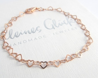 Heart bracelet 925 silver rose gold