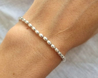 Pearl bracelet oval 925 silver | Ball Bracelet | elastic | Basic bracelet