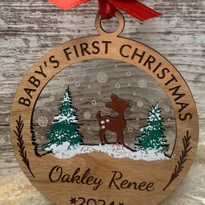 Baby’s First Christmas Ornament wood 2024 2025 personalized -any Numbered Christmas