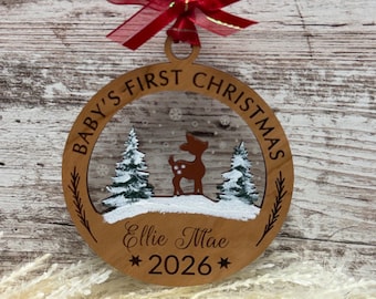Baby’s First Christmas Ornament wood 2026 2025 personalized -any Numbered Christmas