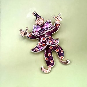 Spilla/spilla vintage con mani jazz mobili da clown con strass