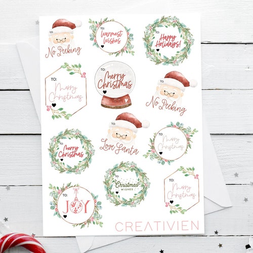 24 Personalised Christmas Labels Stickers Christmas Gift Etsy UK