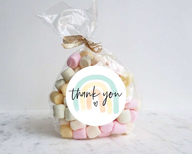 Rainbow Thank You Stickers 1.5 30 Round Matte Stickers image 1