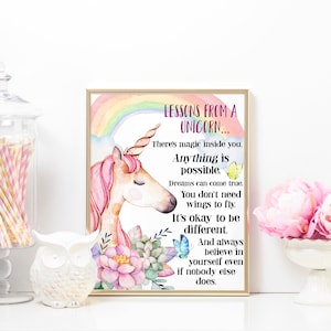 DIGITAL DOWNLOAD - Lessons from a Unicorn Print for children's room