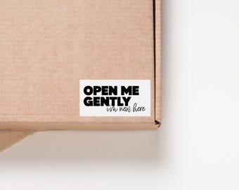 50 Open me gently sticker | small business stickers
