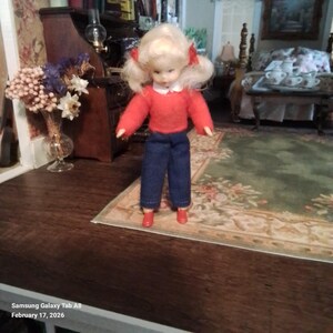 Vintage Erna Meyer Flexible Dollhouse Figures Bendable  Erna‎ Meyer Flexible Doll Biege-Püppchen Handmade Western Germany Vintage Blonde main image 1