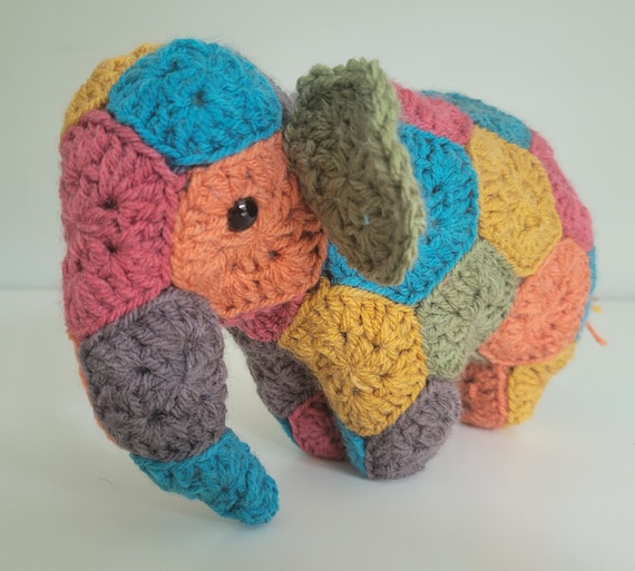 Small Handmade Granny Square Crochet Elephant African Flower Crochet Elephant Elephant Stuffed Animal custom Made to Order Etsy Canada